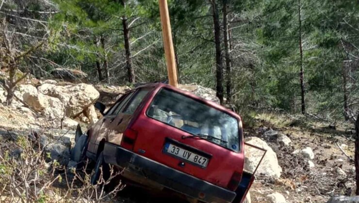 Mersin’de araç şarampole yuvarlandı, sürücü hayatını kaybetti